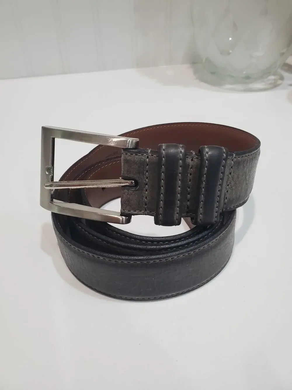 Allen Edmonds Gray Leather Belt size 36